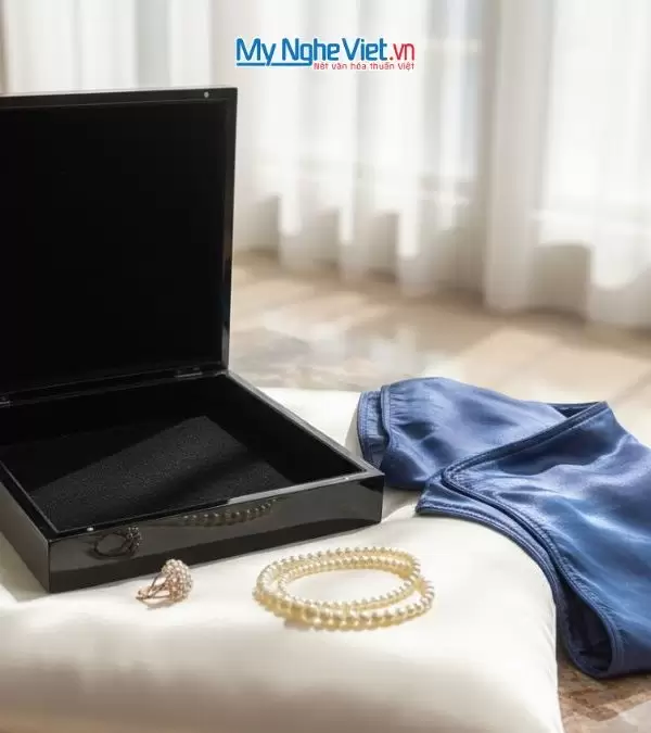 Bộ quà tặng cặp vỏ gối lụa và hộp sơn mài cao cấp