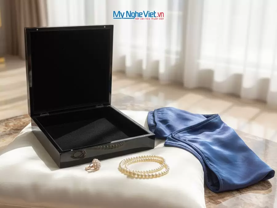 Bộ quà tặng cặp vỏ gối lụa và hộp sơn mài cao cấp
