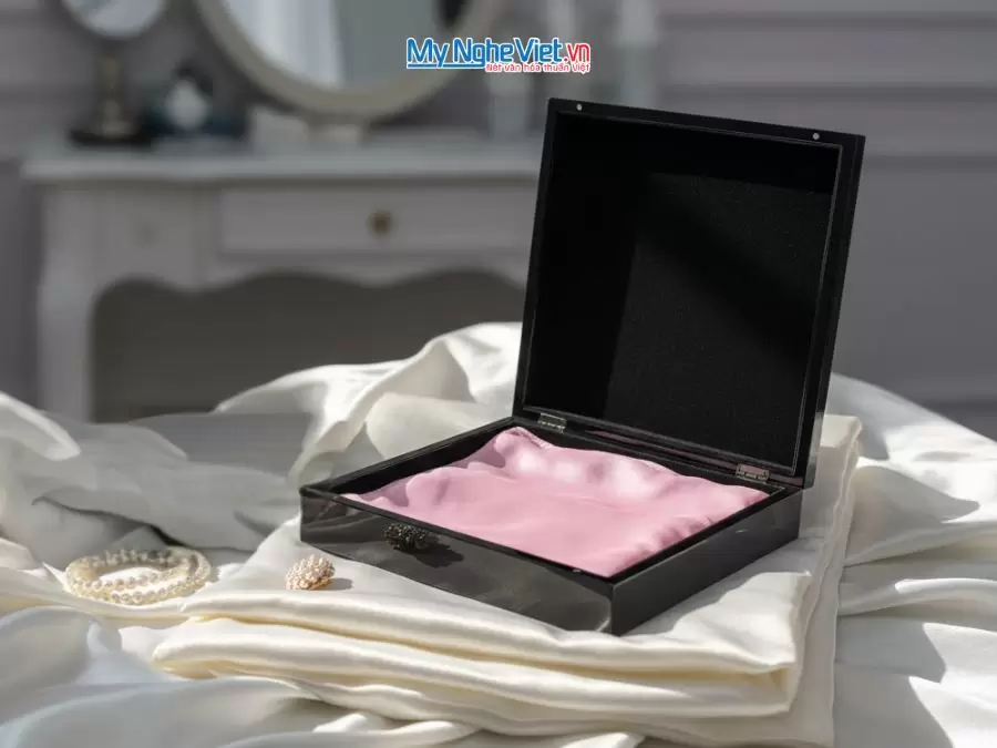 Bộ quà tặng cặp vỏ gối lụa và hộp sơn mài cao cấp