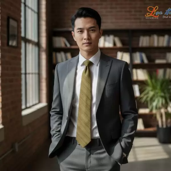 Cà vạt lụa đũi cao cấp màu xanh rêu