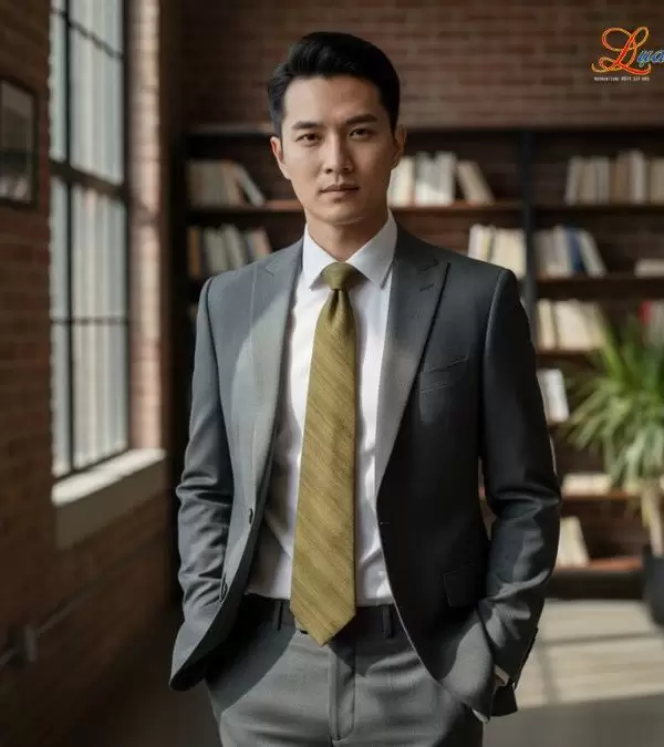 Cà vạt lụa đũi cao cấp màu xanh rêu