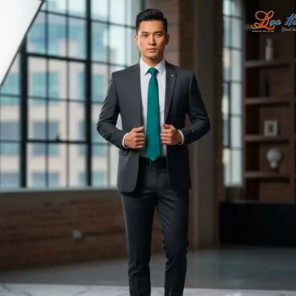 Cà vạt lụa tơ tằm trơn màu xanh lá