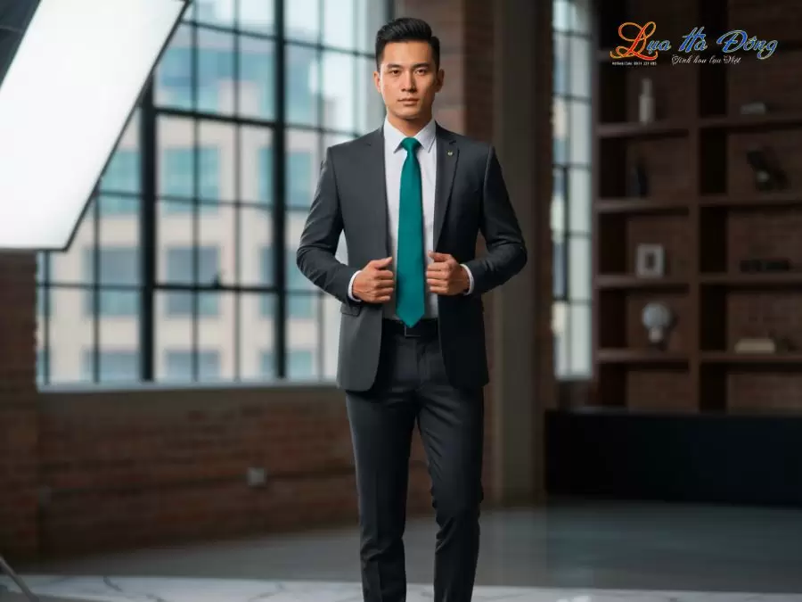 Cà vạt lụa tơ tằm trơn màu xanh lá