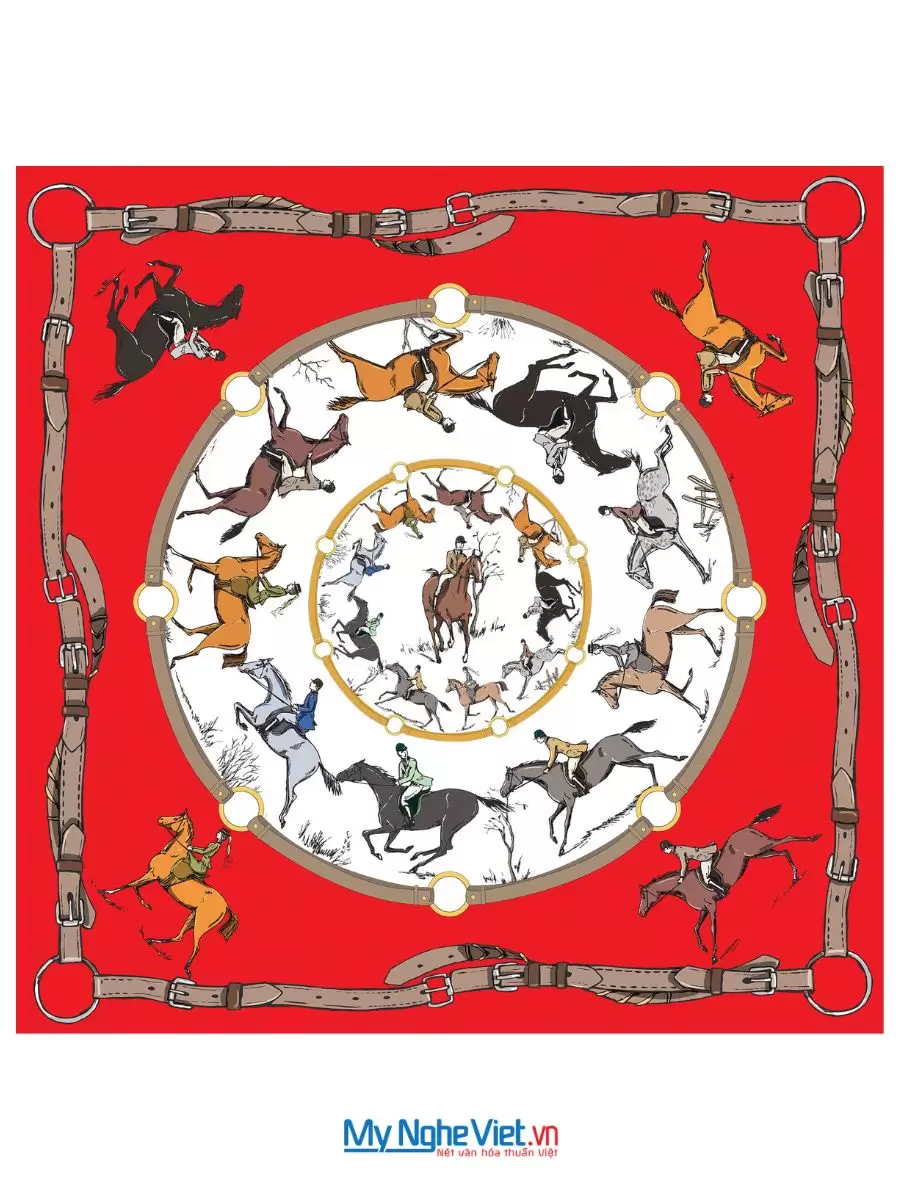 Khăn Lụa Tơ Tằm 100% In Họa Tiết Nghệ Thuật – Khăn Vuông 54x54cm KLPM55 - Ảnh 2