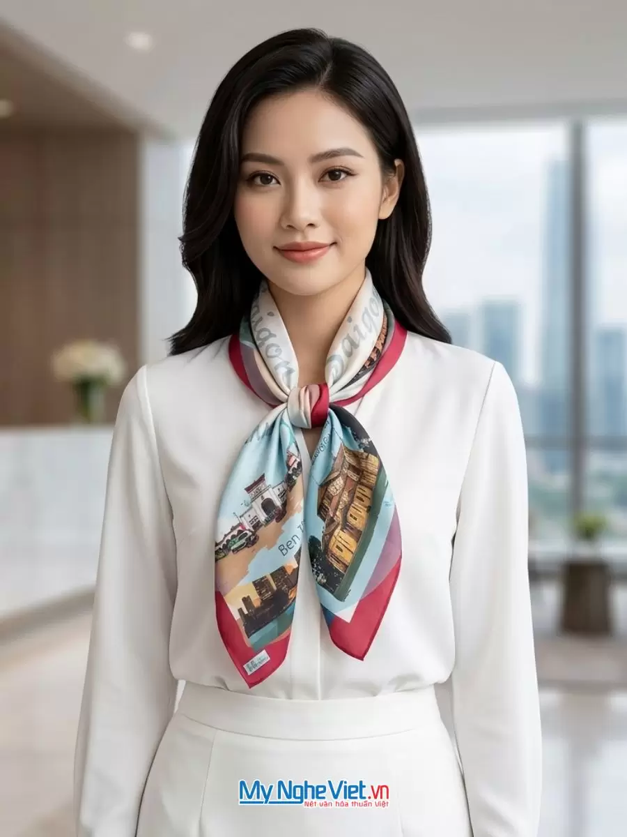 Khăn Lụa Tơ Tằm 100% In Họa Tiết Nghệ Thuật – Khăn Vuông 54x54cm KLPM55 - Ảnh 6