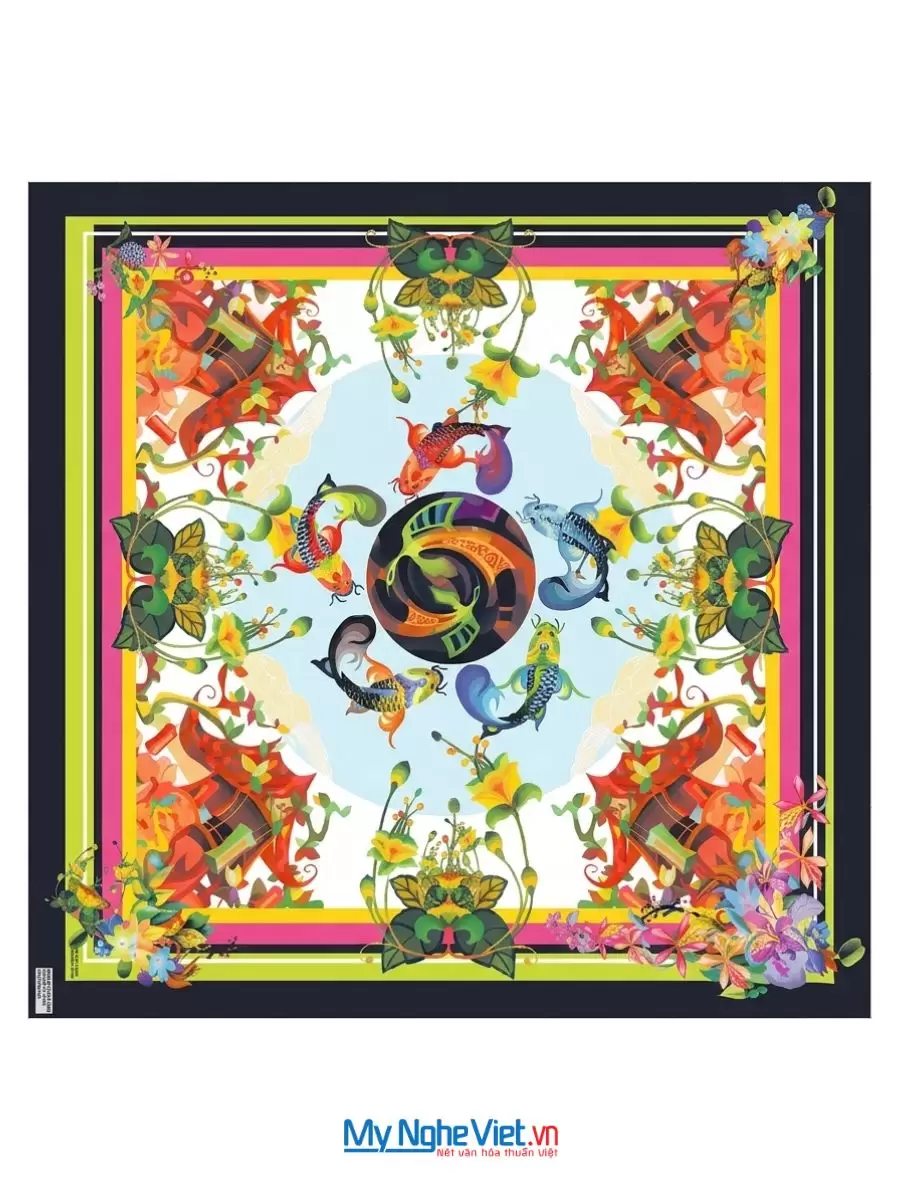 Khăn Lụa Tơ Tằm 100% In Họa Tiết Nghệ Thuật – Khăn Vuông 55x55cm MNV-KLPM01 - Ảnh 8