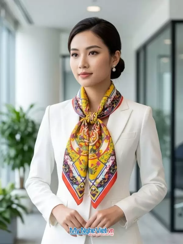 Khăn Lụa Tơ Tằm 100% In Họa Tiết Nghệ Thuật – Khăn Vuông 55x55cm MNV-KLPM01