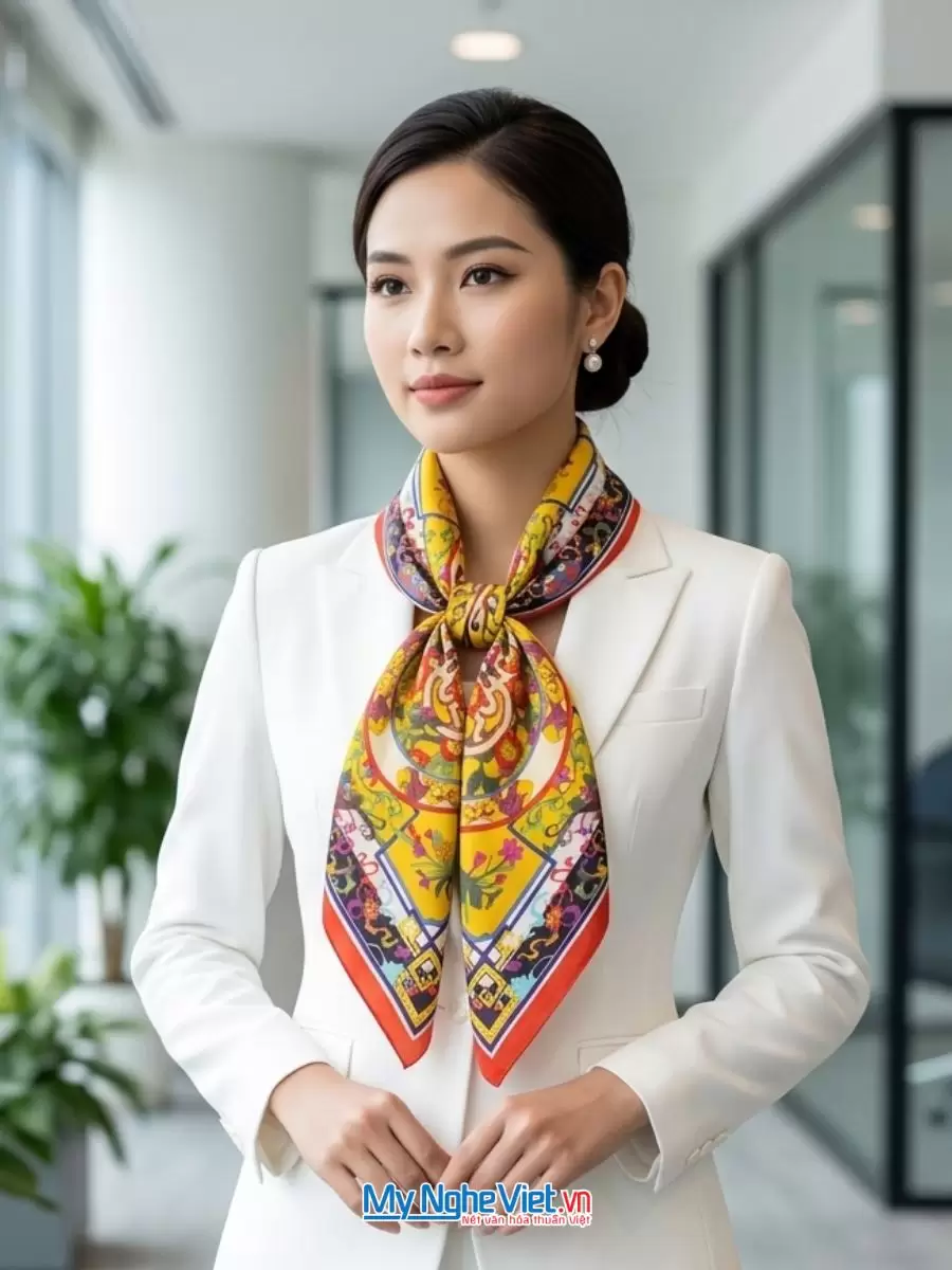Khăn Lụa Tơ Tằm 100% In Họa Tiết Nghệ Thuật – Khăn Vuông 55x55cm MNV-KLPM01