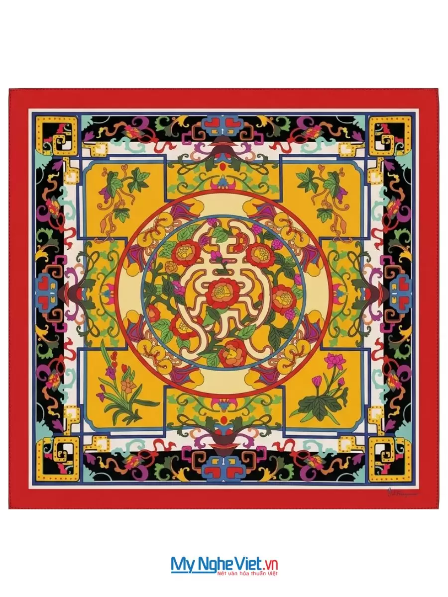 Khăn Lụa Tơ Tằm 100% In Họa Tiết Nghệ Thuật – Khăn Vuông 55x55cm MNV-KLPM01 - Ảnh 5