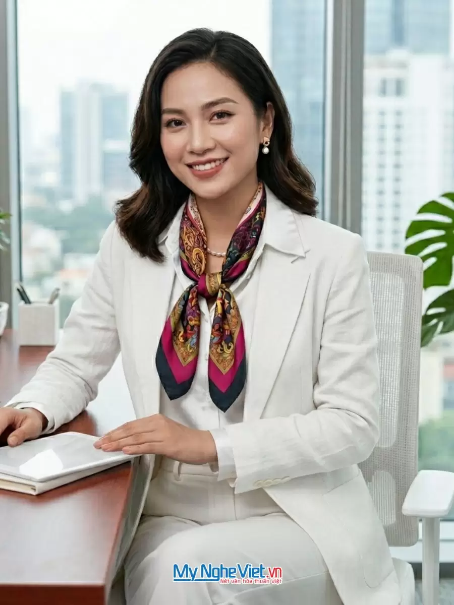 Khăn Lụa Tơ Tằm 100% In Họa Tiết Nghệ Thuật – Khăn Vuông 55x55cm MNV-KLPM01 - Ảnh 6