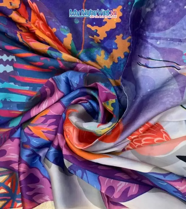Khăn Lụa Tơ Tằm 100% Silk In Họa Tiết Nghệ Thuật