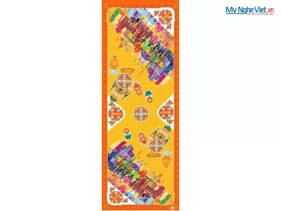 Khăn Lụa Tơ Tằm 100% Silk In Họa Tiết Nghệ Thuật