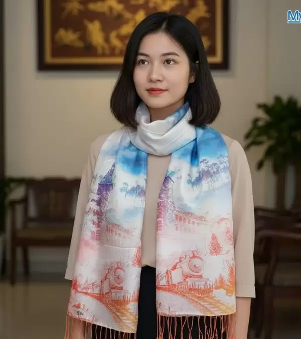 Khăn Lụa Tơ Tằm 100% Silk In Họa Tiết Nghệ Thuật