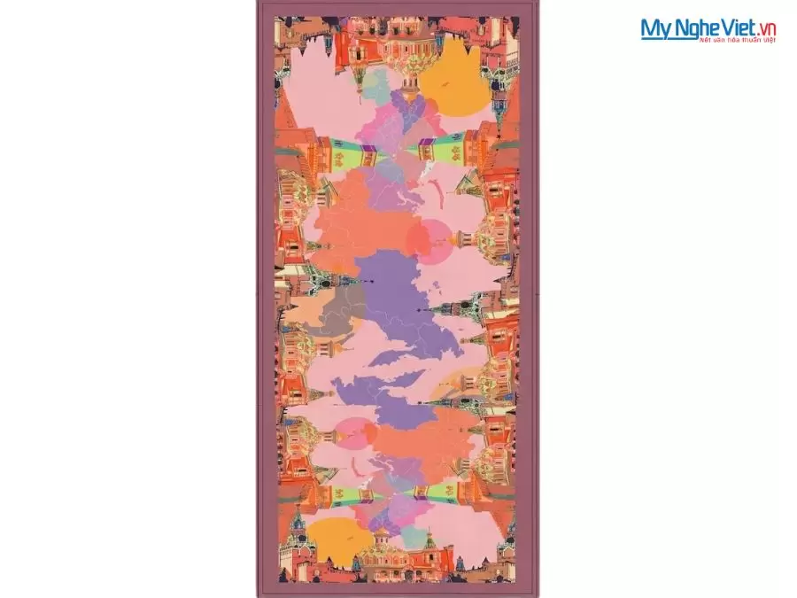 Khăn Lụa Tơ Tằm 100% Silk In Họa Tiết Nghệ Thuật