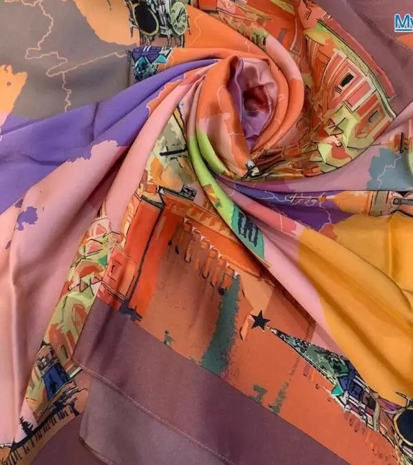 Khăn Lụa Tơ Tằm 100% Silk In Họa Tiết Nghệ Thuật