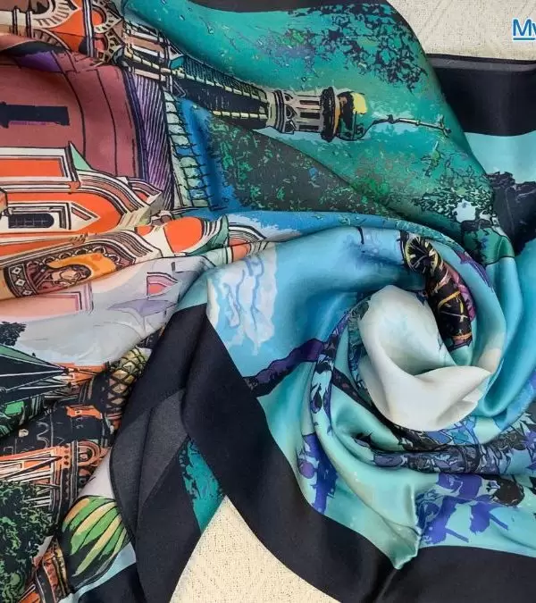 Khăn Lụa Tơ Tằm 100% Silk In Họa Tiết Nghệ Thuật