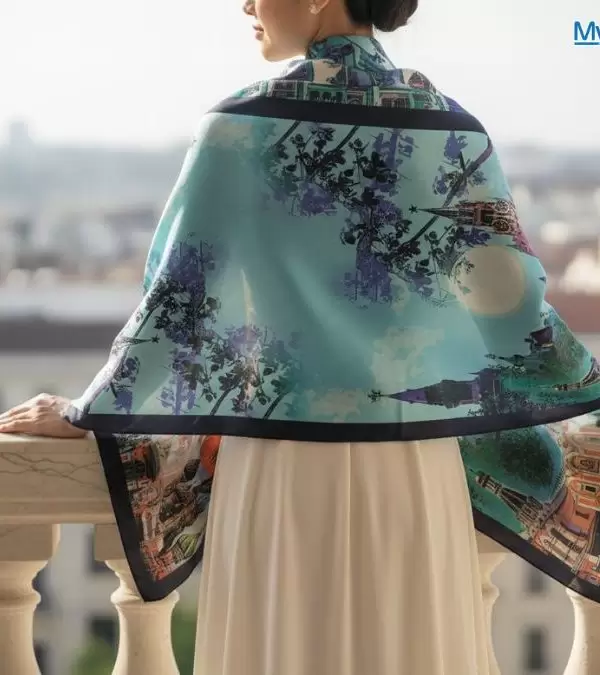 Khăn Lụa Tơ Tằm 100% Silk In Họa Tiết Nghệ Thuật