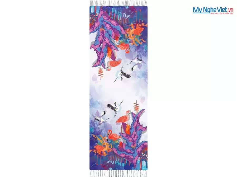 Khăn Lụa Tơ Tằm 100% Silk In Họa Tiết Nghệ Thuật