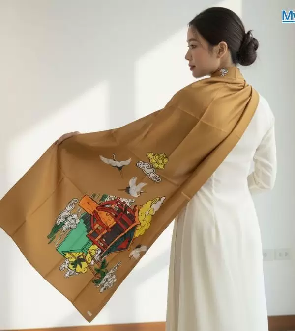 Khăn Lụa Tơ Tằm 100% Silk In Họa Tiết Nghệ Thuật