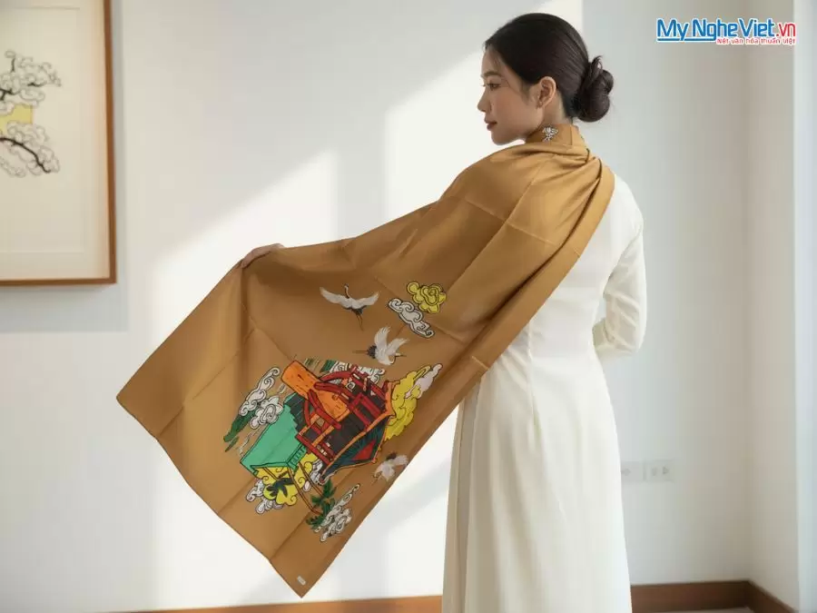 Khăn Lụa Tơ Tằm 100% Silk In Họa Tiết Nghệ Thuật