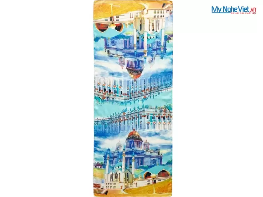 Khăn Lụa Tơ Tằm 100% Silk In Họa Tiết Nghệ Thuật