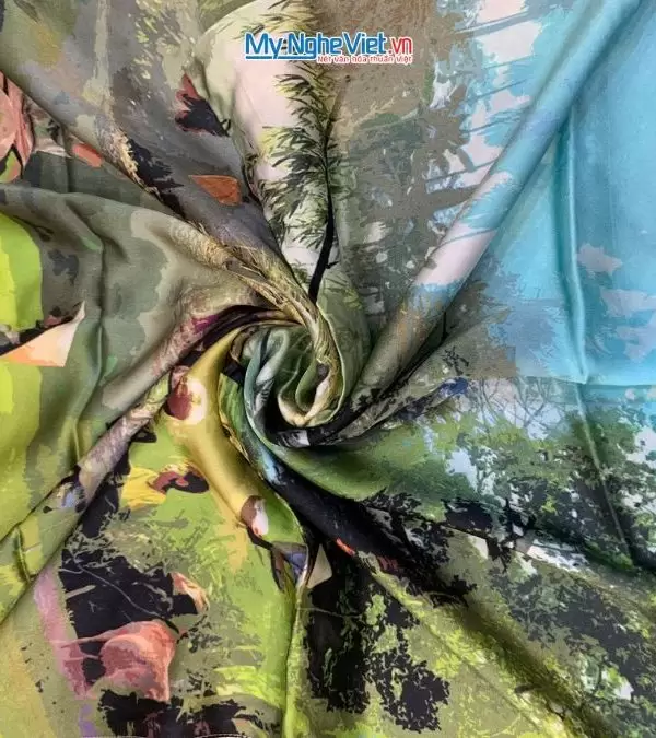 Khăn Lụa Tơ Tằm 100% Silk In Họa Tiết Nghệ Thuật