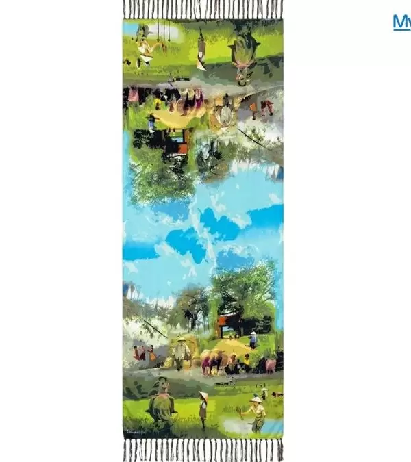 Khăn Lụa Tơ Tằm 100% Silk In Họa Tiết Nghệ Thuật