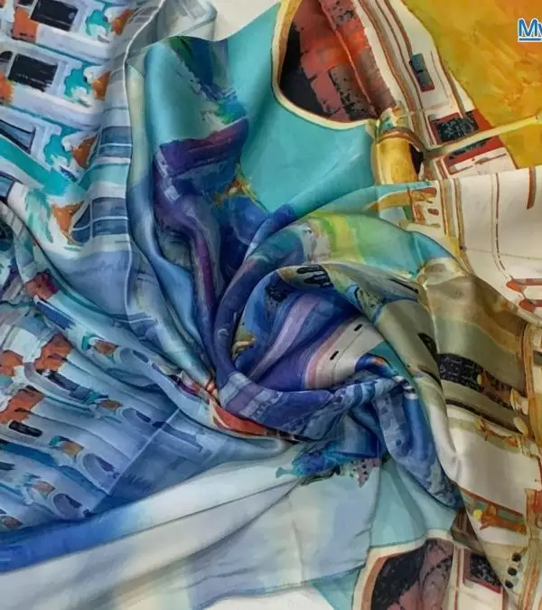 Khăn Lụa Tơ Tằm 100% Silk In Họa Tiết Nghệ Thuật