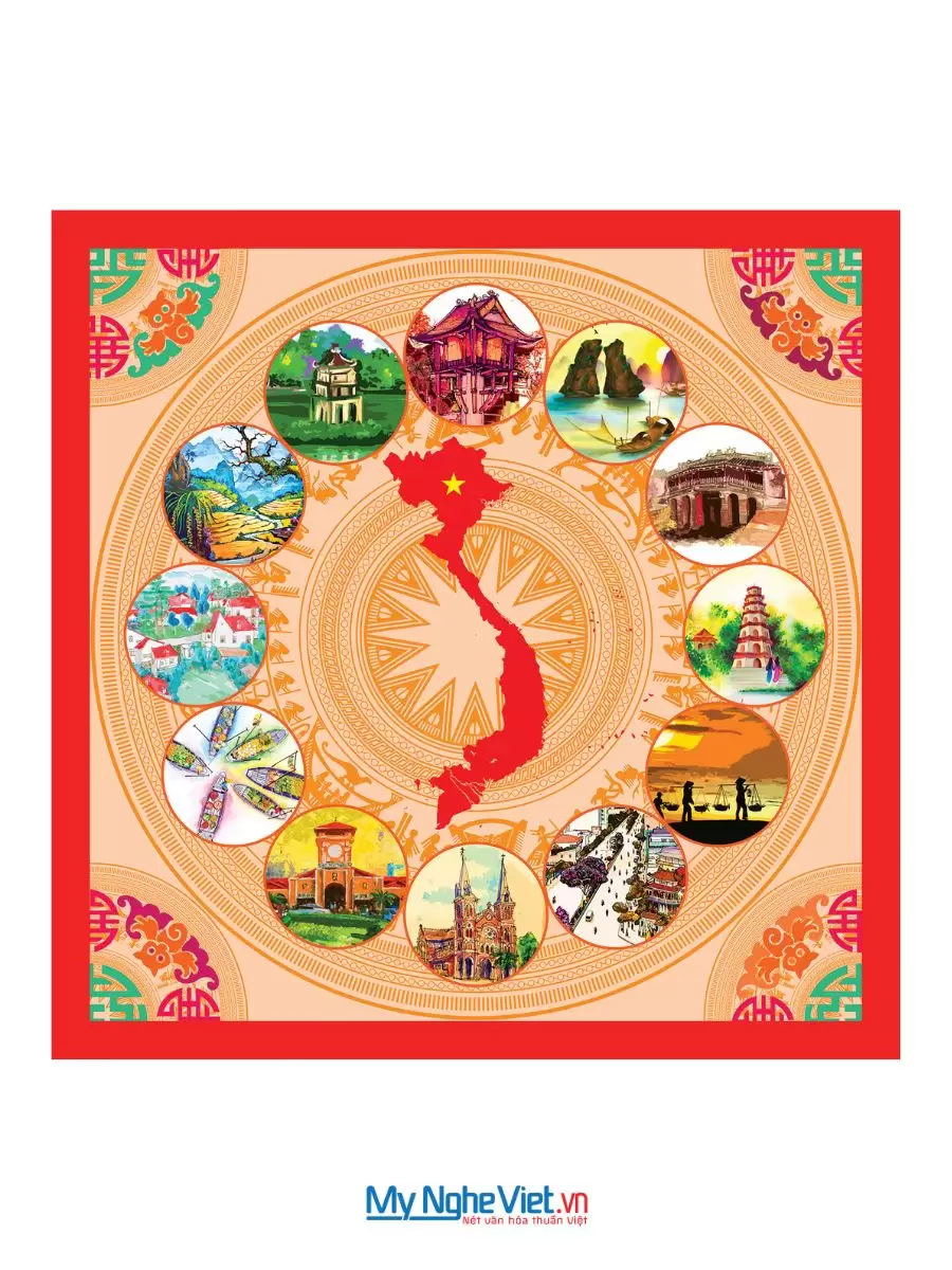 Khăn Lụa Tơ Tằm 100% Silk In Họa Tiết Nghệ Thuật – Khăn Vuông 60x60cm KLPM66 - Ảnh 32