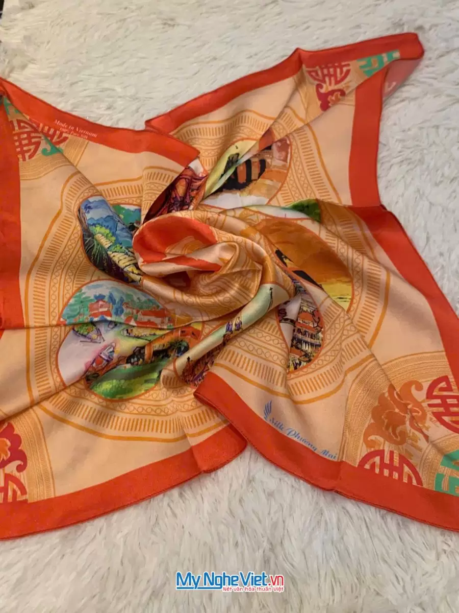 Khăn Lụa Tơ Tằm 100% Silk In Họa Tiết Nghệ Thuật – Khăn Vuông 60x60cm KLPM66 - Ảnh 34