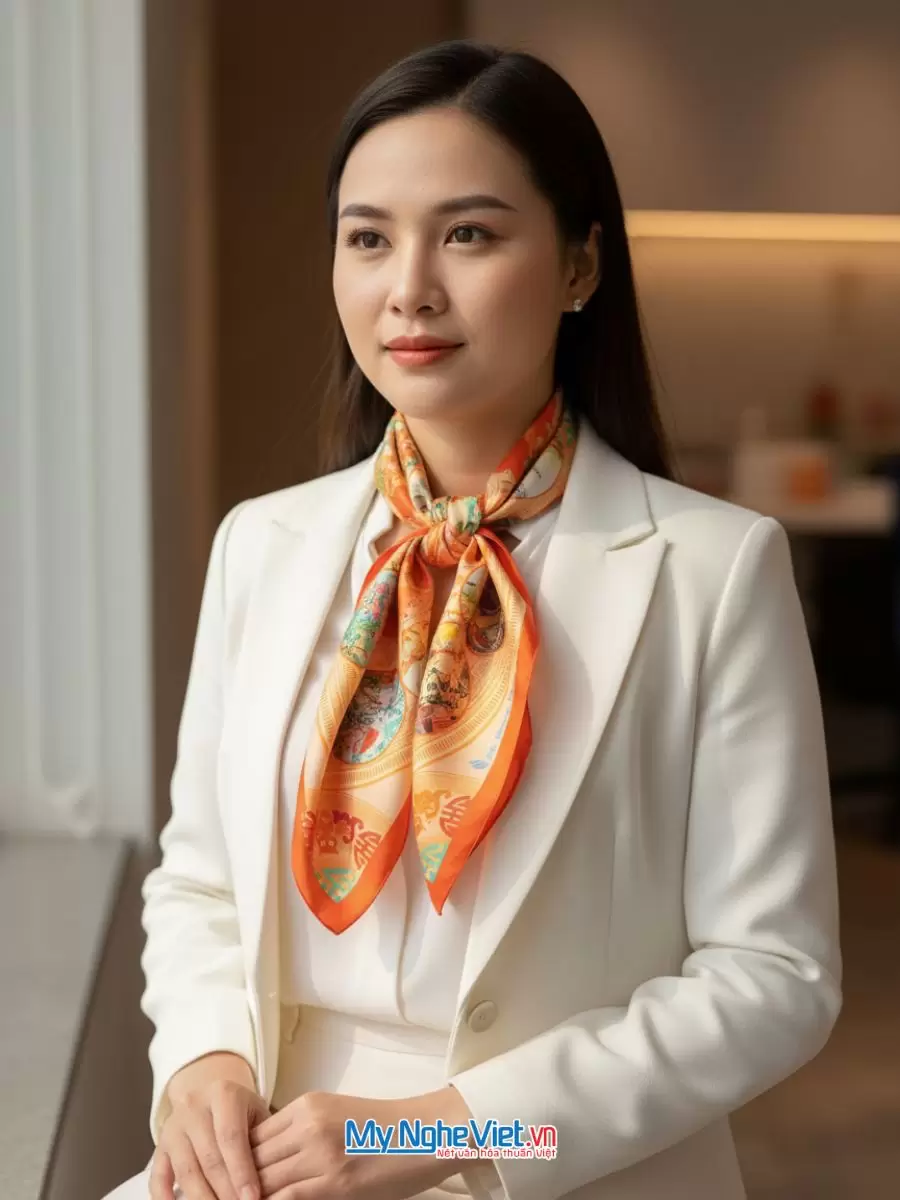 Khăn Lụa Tơ Tằm 100% Silk In Họa Tiết Nghệ Thuật – Khăn Vuông 60x60cm KLPM66 - Ảnh 33