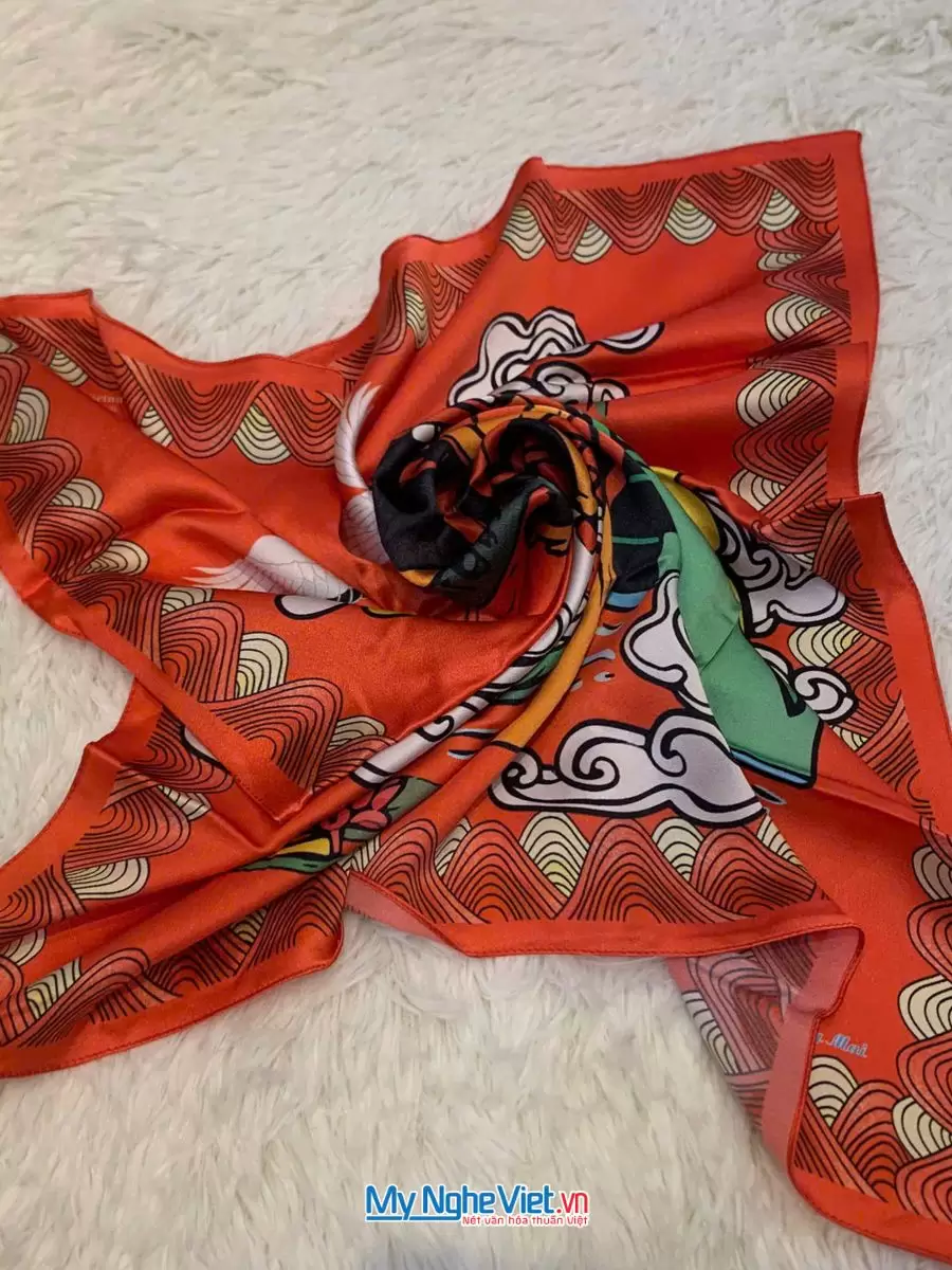 Khăn Lụa Tơ Tằm 100% Silk In Họa Tiết Nghệ Thuật – Khăn Vuông 60x60cm KLPM66 - Ảnh 31