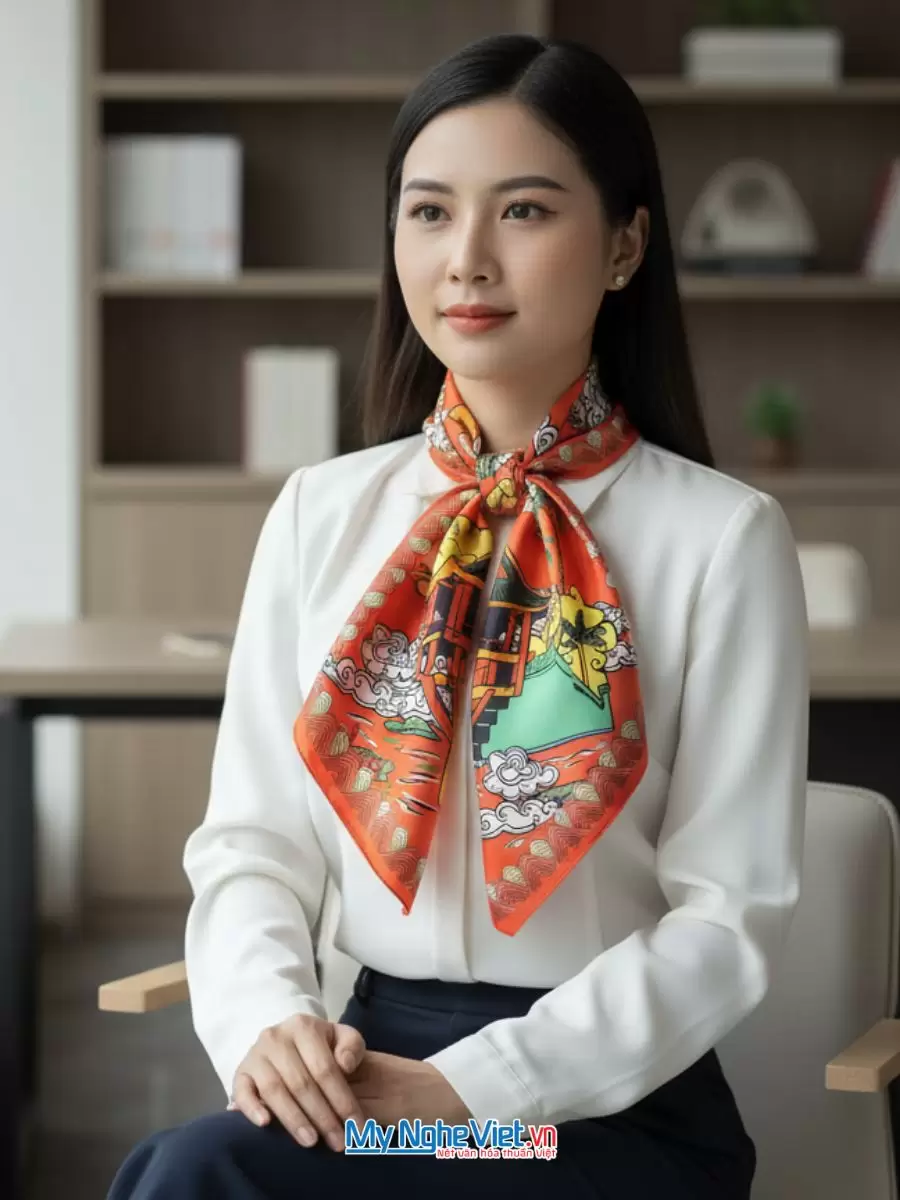 Khăn Lụa Tơ Tằm 100% Silk In Họa Tiết Nghệ Thuật – Khăn Vuông 60x60cm KLPM66 - Ảnh 30