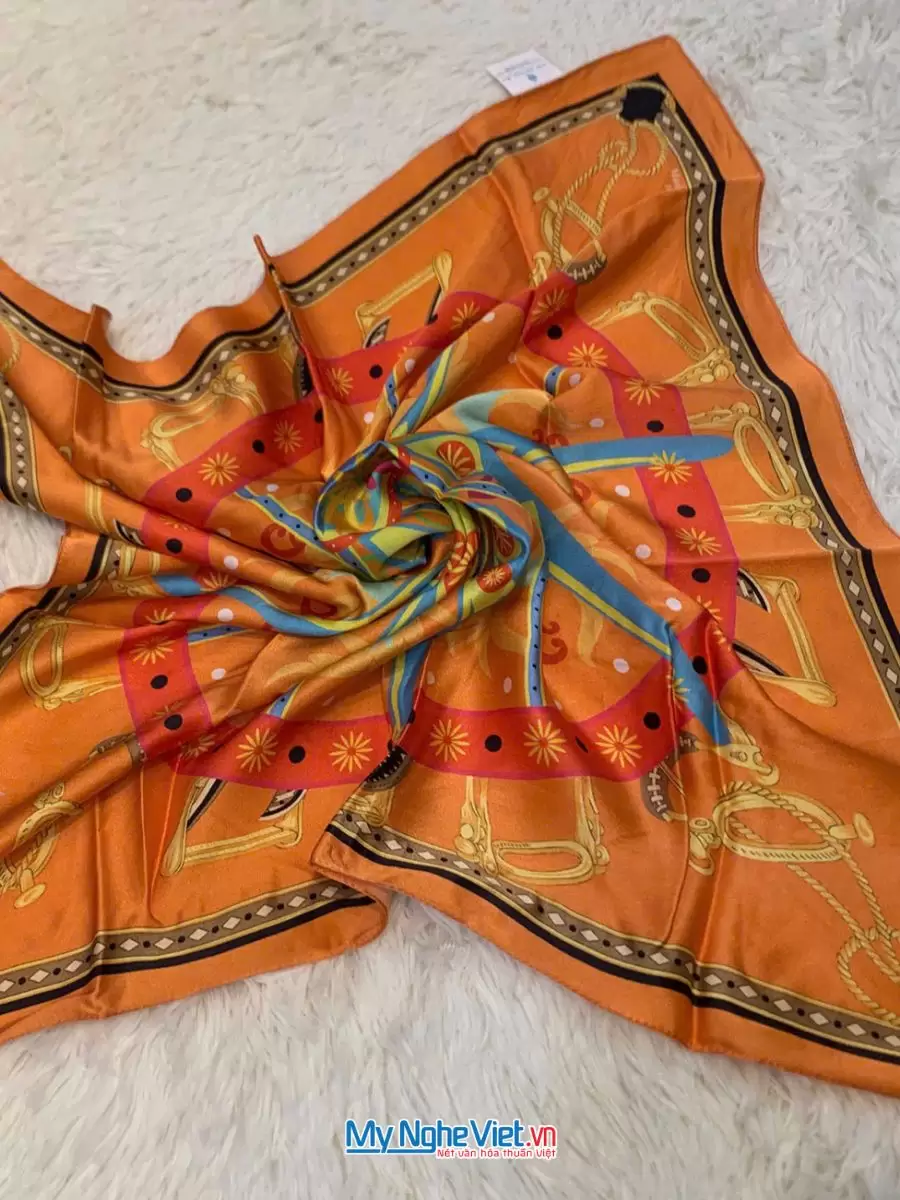 Khăn Lụa Tơ Tằm 100% Silk In Họa Tiết Nghệ Thuật – Khăn Vuông 60x60cm KLPM66 - Ảnh 28