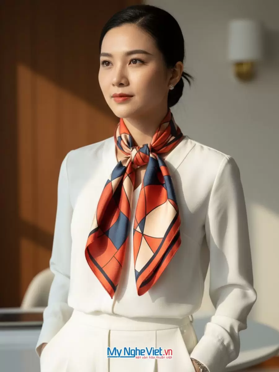 Khăn Lụa Tơ Tằm 100% Silk In Họa Tiết Nghệ Thuật – Khăn Vuông 60x60cm KLPM66 - Ảnh 21