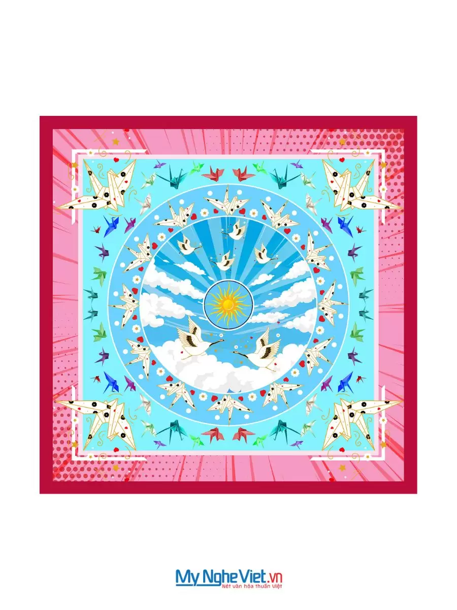 Khăn Lụa Tơ Tằm 100% Silk In Họa Tiết Nghệ Thuật – Khăn Vuông 60x60cm KLPM66 - Ảnh 14