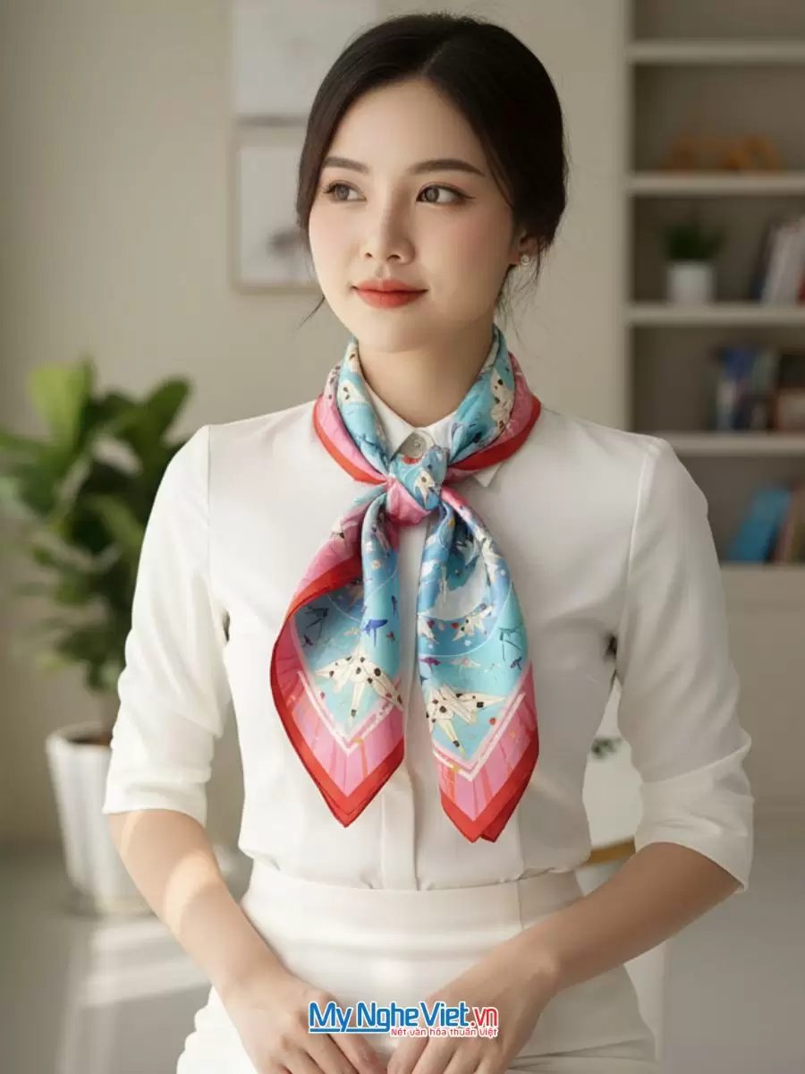 Khăn Lụa Tơ Tằm 100% Silk In Họa Tiết Nghệ Thuật – Khăn Vuông 60x60cm KLPM66 - Ảnh 15