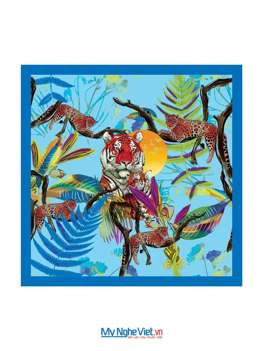Khăn Lụa Tơ Tằm 100% Silk In Họa Tiết Nghệ Thuật – Khăn Vuông 60x60cm KLPM66 - Ảnh 11