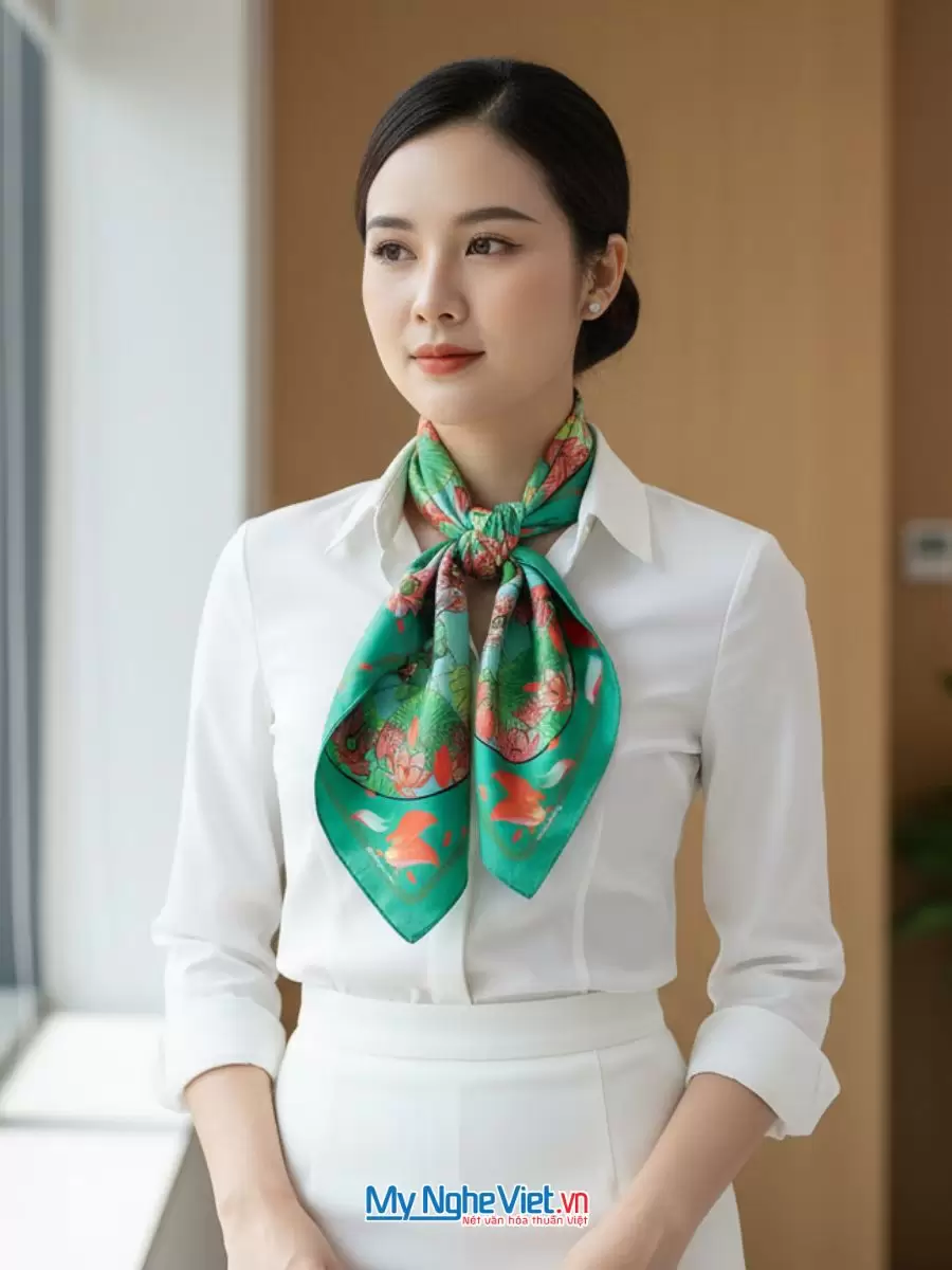 Khăn Lụa Tơ Tằm 100% Silk In Họa Tiết Nghệ Thuật – Khăn Vuông 60x60cm KLPM66 - Ảnh 9
