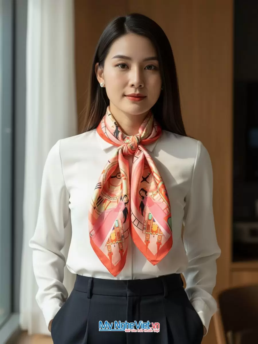 Khăn Lụa Tơ Tằm 100% Silk In Họa Tiết Nghệ Thuật – Khăn Vuông 60x60cm KLPM66 - Ảnh 6