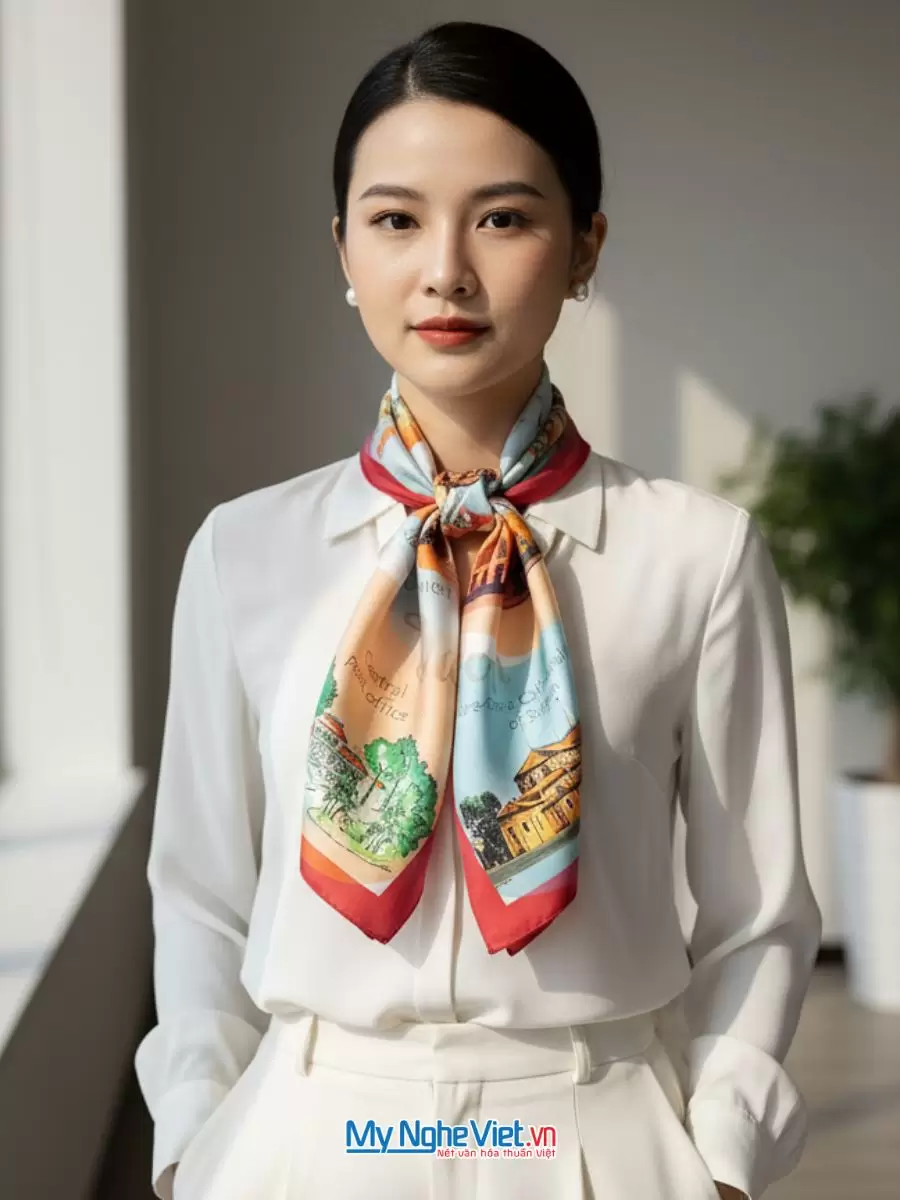 Khăn Lụa Tơ Tằm 100% Silk In Họa Tiết Nghệ Thuật – Khăn Vuông 60x60cm KLPM66 - Ảnh 36