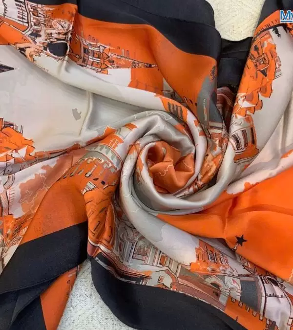 Khăn Lụa Tơ Tằm 100% Silk In Họa Tiết Nghệ Thuật