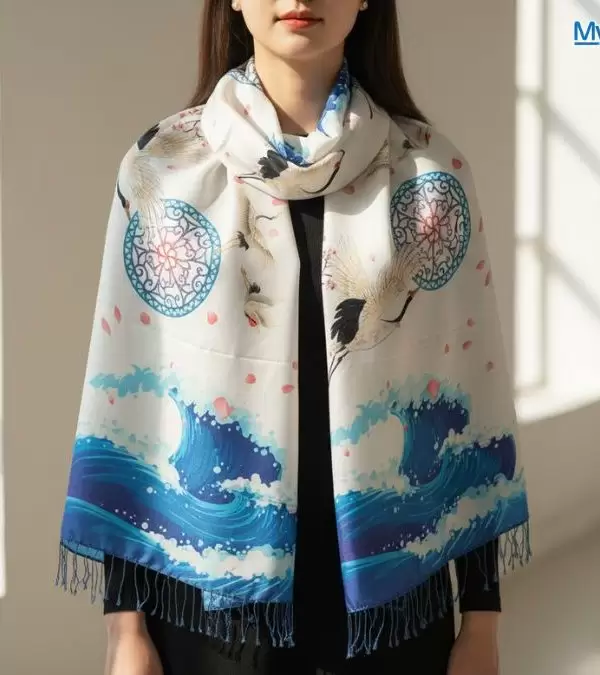 Khăn Lụa Tơ Tằm 100% Silk In Họa Tiết Nghệ Thuật