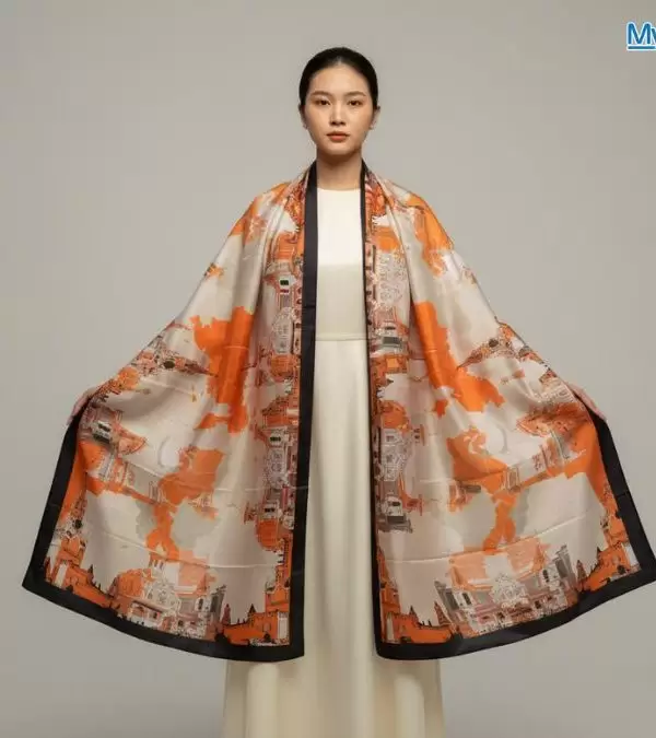 Khăn Lụa Tơ Tằm 100% Silk In Họa Tiết Nghệ Thuật
