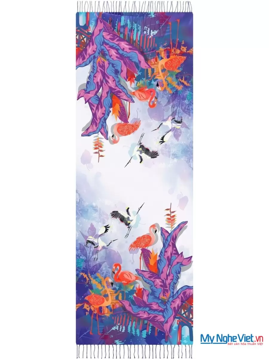Khăn Lụa Tơ Tằm 100% Silk In Họa Tiết Nghệ Thuật – Khăn Choàng 61x185cm KLPM618-1 - Ảnh 11