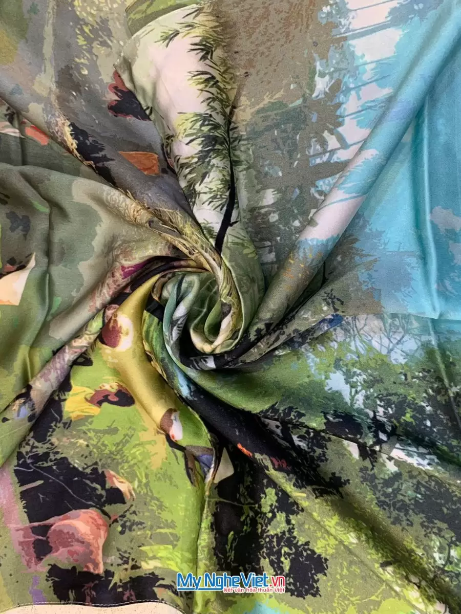 Khăn Lụa Tơ Tằm 100% Silk In Họa Tiết Nghệ Thuật – Khăn Choàng 61x185cm KLPM618-1 - Ảnh 10