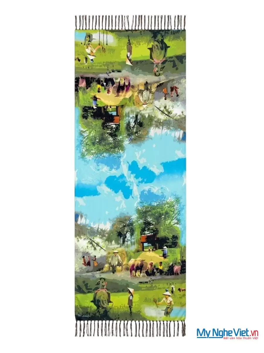Khăn Lụa Tơ Tằm 100% Silk In Họa Tiết Nghệ Thuật – Khăn Choàng 61x185cm KLPM618-1 - Ảnh 8