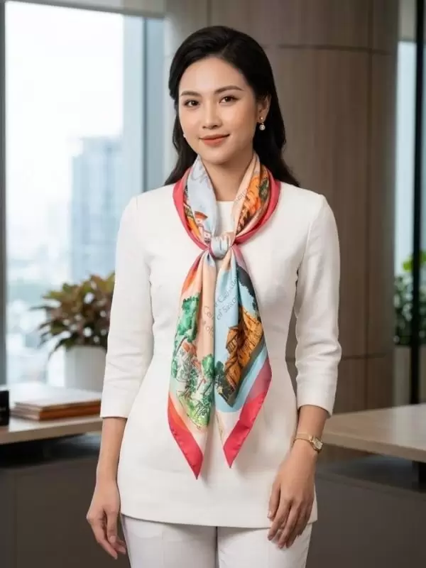 Khăn lụa tơ tằm in họa tiết nghệ thuật