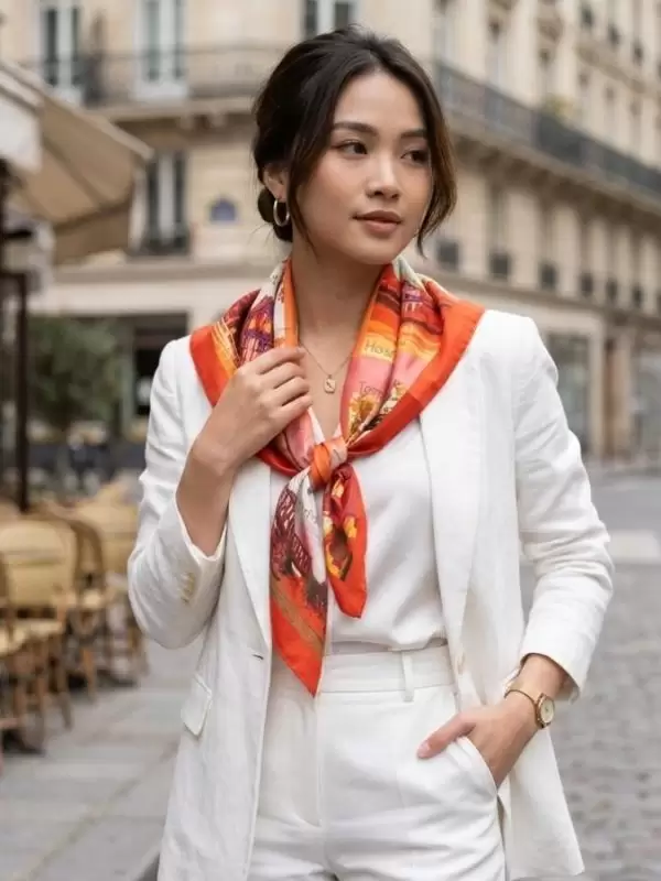 Khăn lụa tơ tằm in họa tiết nghệ thuật