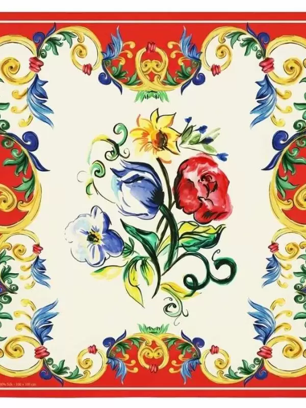 Khăn lụa tơ tằm in họa tiết nghệ thuật